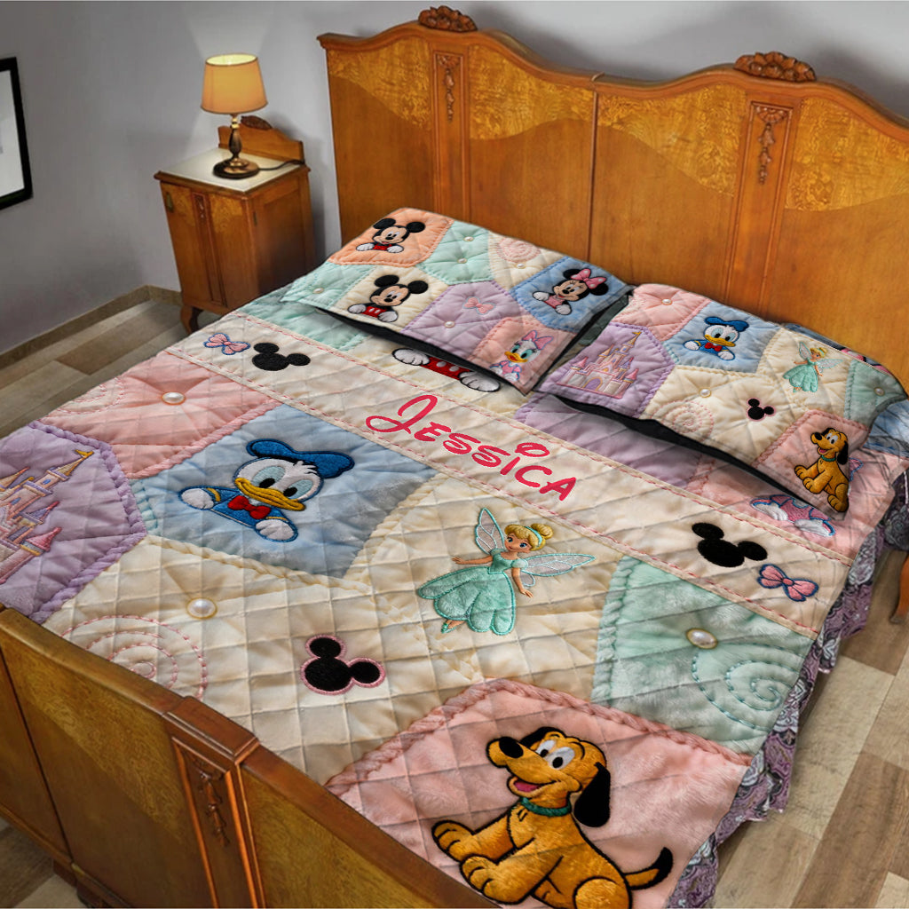 Personalized Mouse Quilt Set with Custom Name for Kids Quilt Set GradoCreations