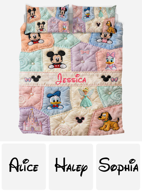 Personalized Quilted Bedding Set for Kids with Disney Characters - Family Gift Quilted Bedding Set GradoCreations
