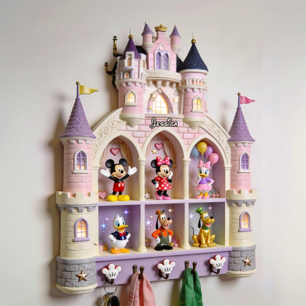Personalized Disney Castle Key Rack Custom Shaped Wall Organizer Gift Custom Shaped Key Rack GradoCreations