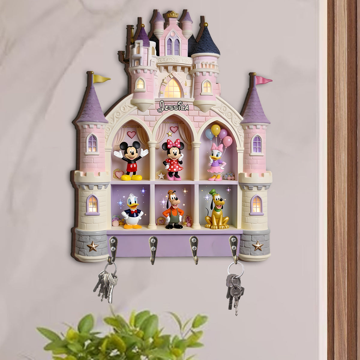 Personalized Disney Castle Key Rack Custom Shaped Wall Organizer Gift Custom Shaped Key Rack GradoCreations