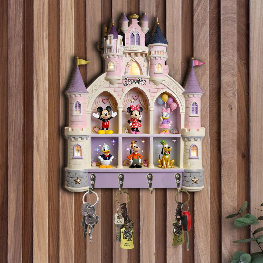 Personalized Disney Castle Key Rack Custom Shaped Wall Organizer Gift Custom Shaped Key Rack GradoCreations