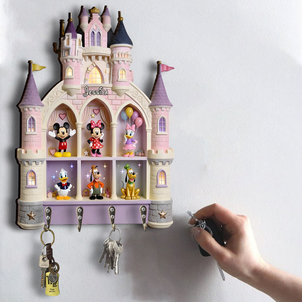 Personalized Disney Castle Key Rack Custom Shaped Wall Organizer Gift Custom Shaped Key Rack GradoCreations