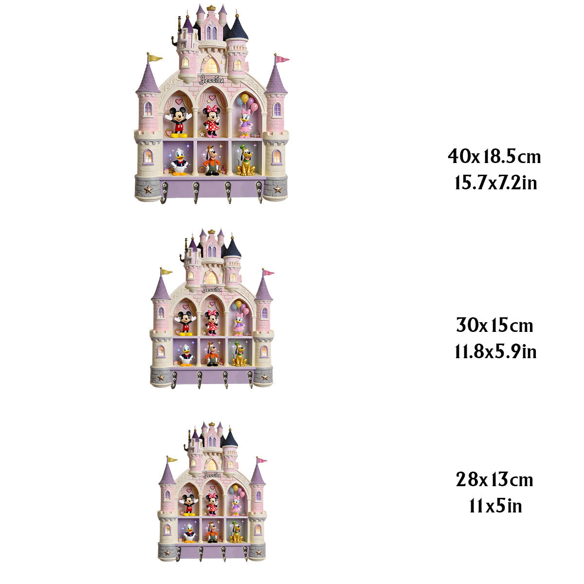 Personalized Disney Castle Key Rack Custom Shaped Wall Organizer Gift Custom Shaped Key Rack GradoCreations