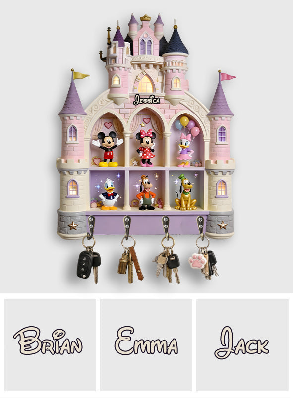 Personalized Disney Castle Key Rack Custom Shaped Wall Organizer Gift Custom Shaped Key Rack GradoCreations