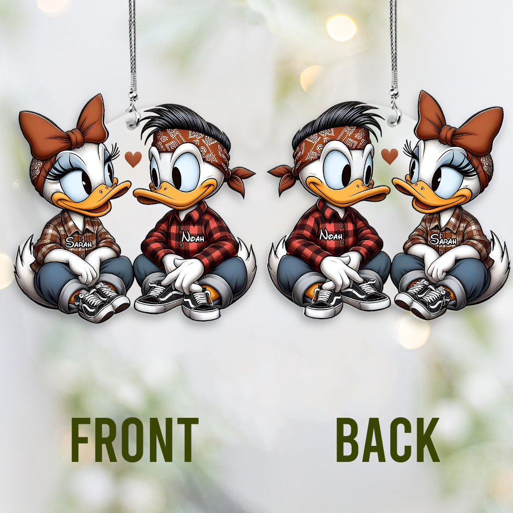 Personalized Chicano Duck Couple Car Ornament Custom Name Gift Car Ornament GradoCreations