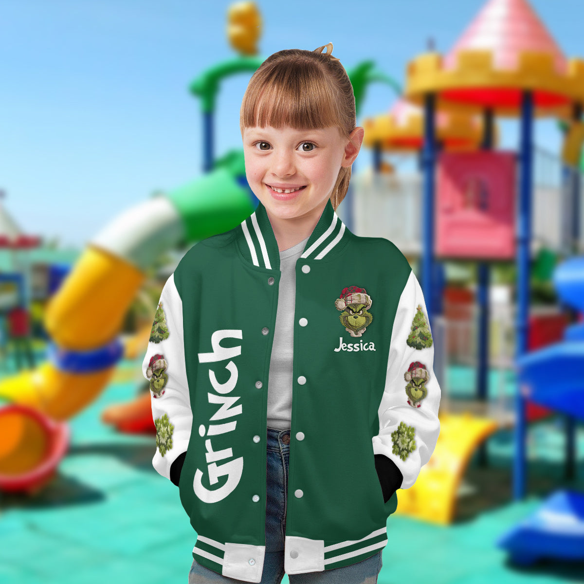Personalized Merry Grinchmas Varsity Jacket Custom Name Gift Varsity Jacket GradoCreations