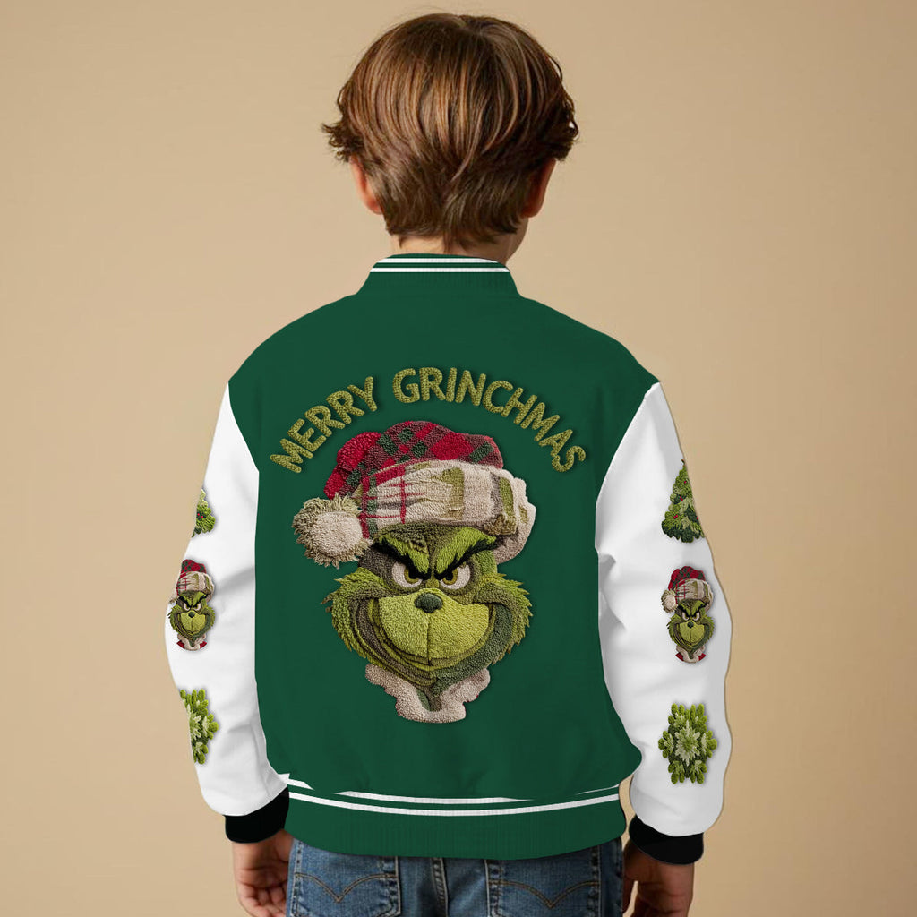 Personalized Merry Grinchmas Varsity Jacket Custom Name Gift Varsity Jacket GradoCreations