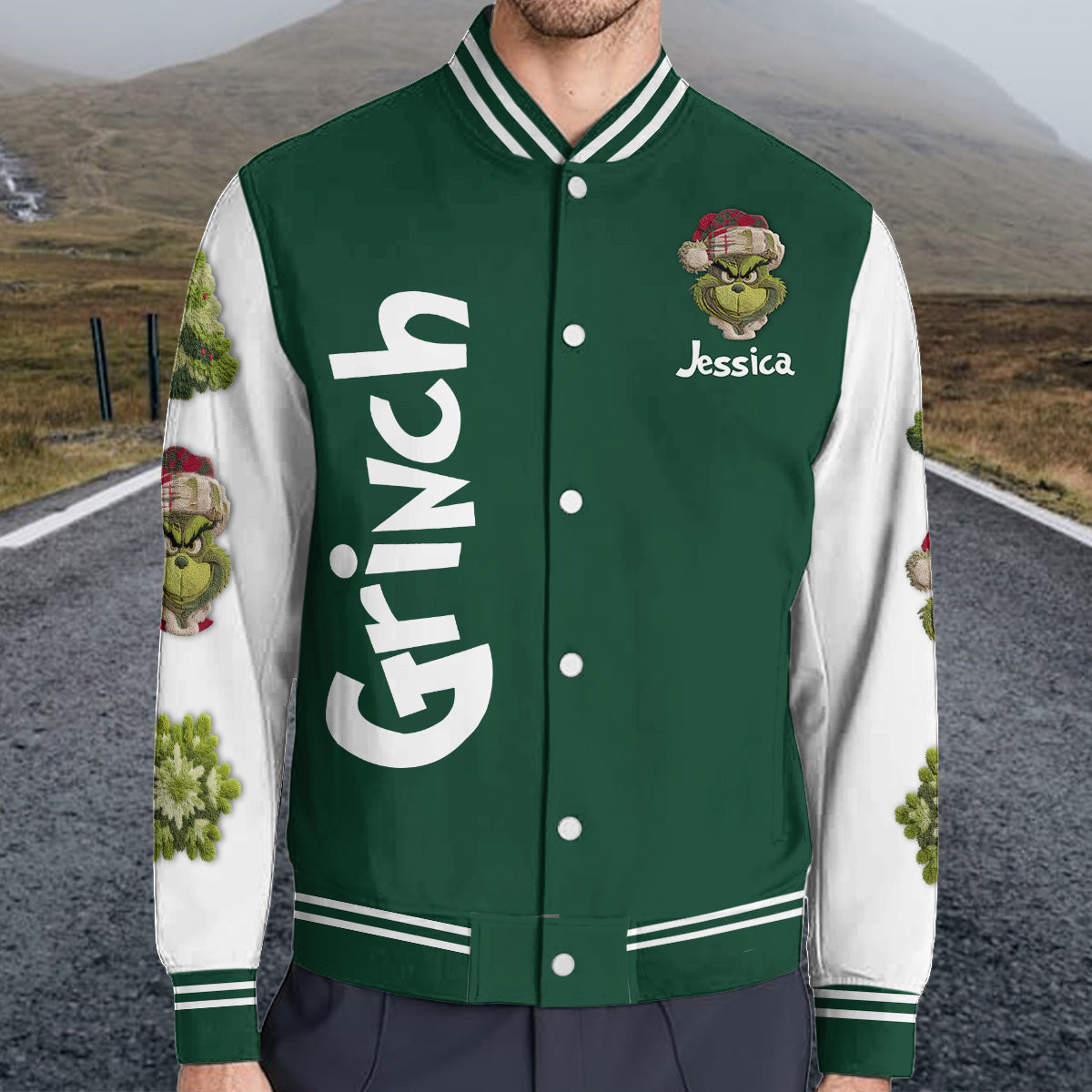 Personalized Merry Grinchmas Varsity Jacket Custom Name Gift Varsity Jacket GradoCreations