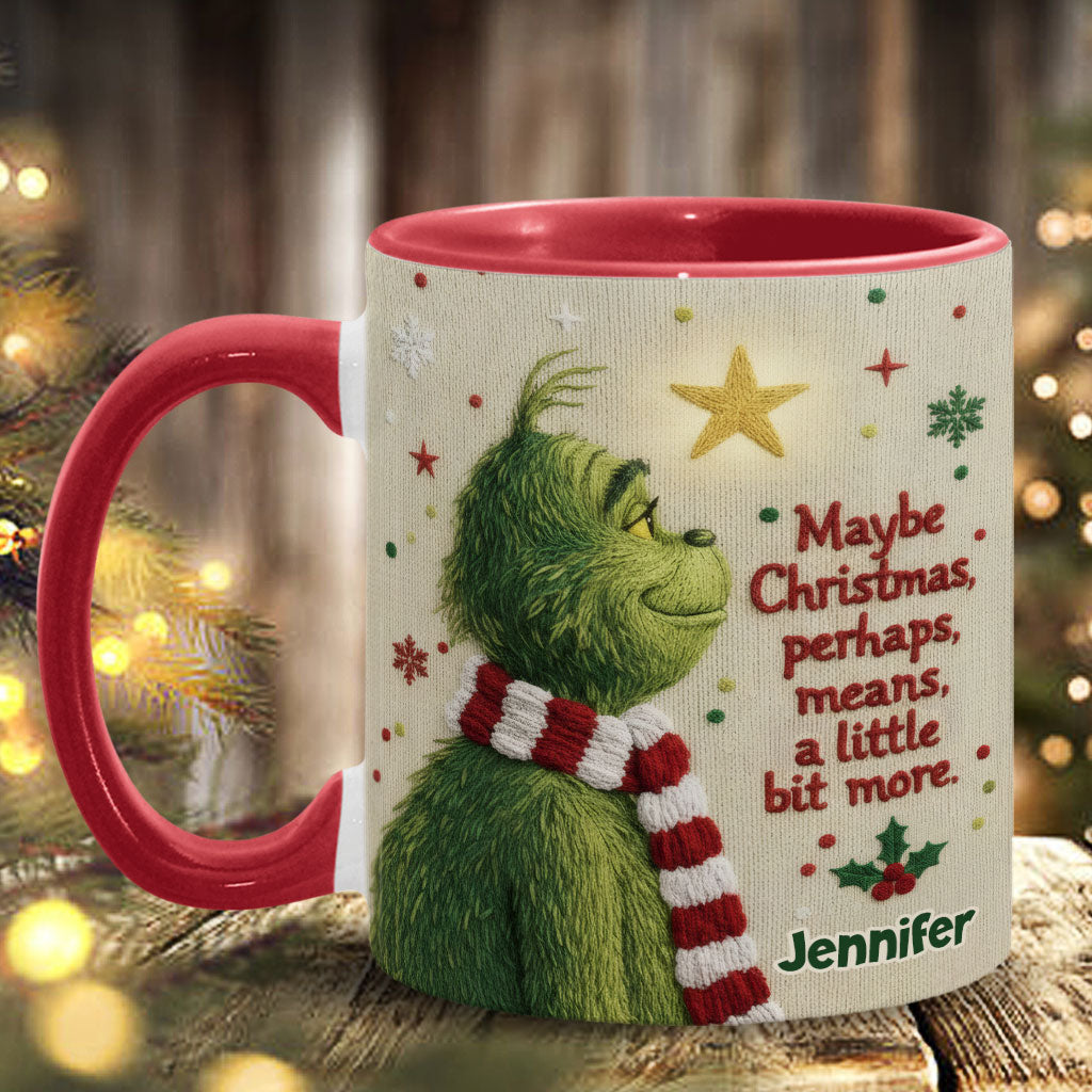 Personalized Christmas Accent Mug with Grinch Design Gift for Mom Accent Mug GradoCreations