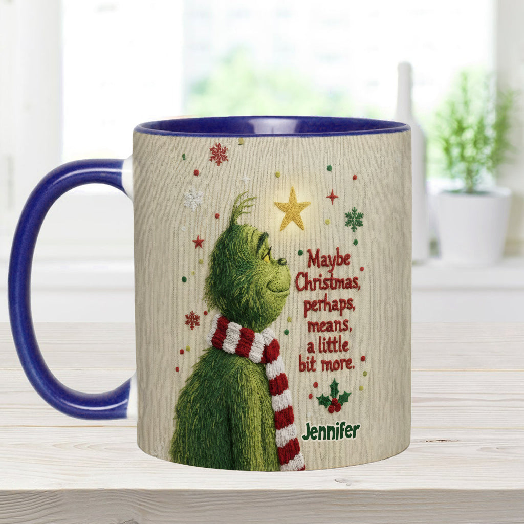 Personalized Christmas Accent Mug with Grinch Design Gift for Mom Accent Mug GradoCreations