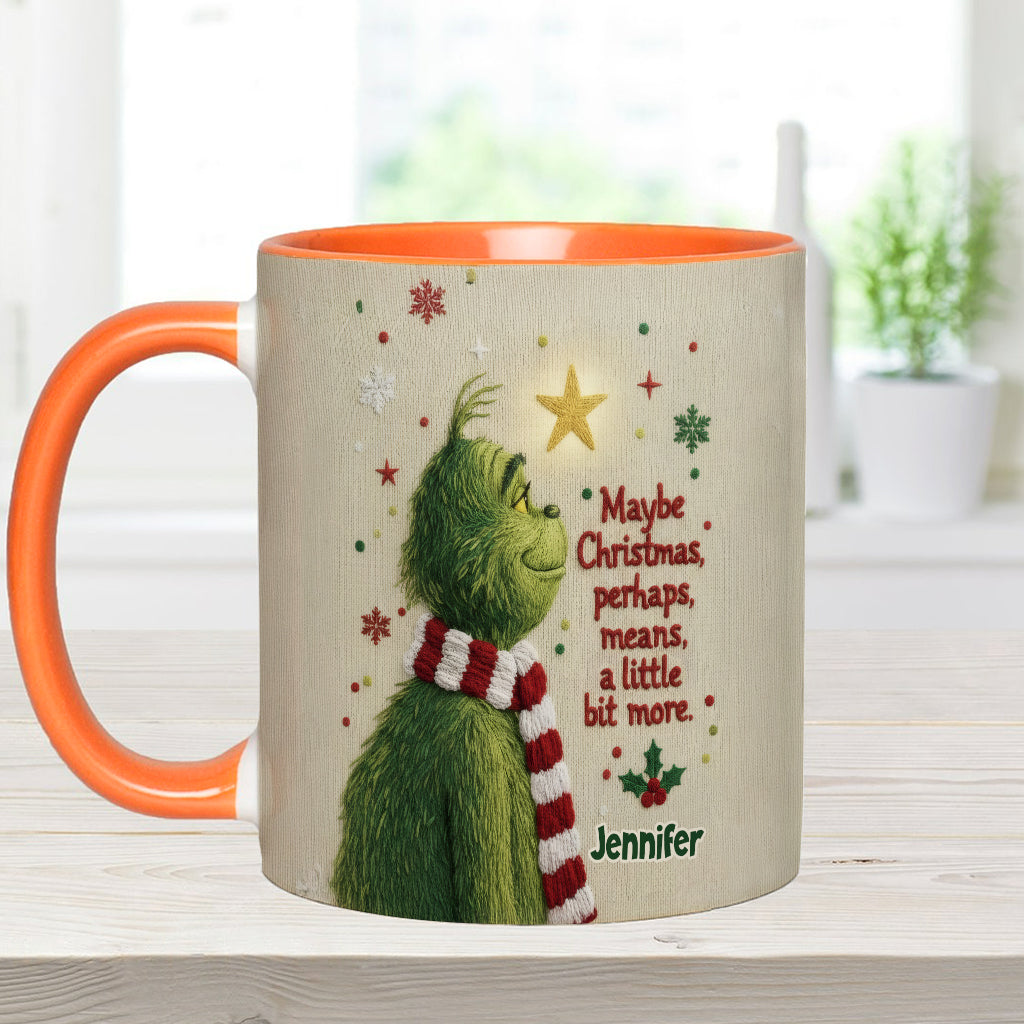Personalized Christmas Accent Mug with Grinch Design Gift for Mom Accent Mug GradoCreations
