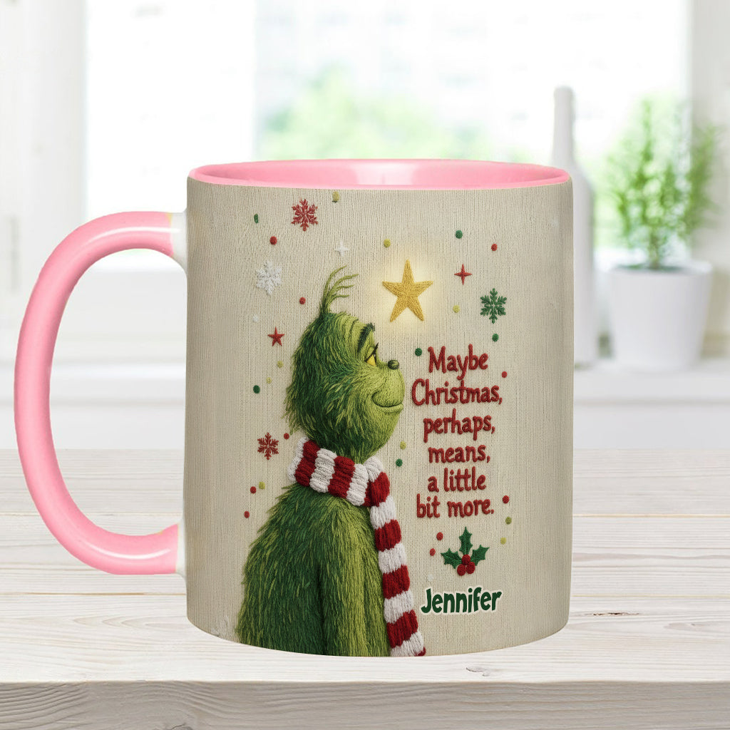 Personalized Christmas Accent Mug with Grinch Design Gift for Mom Accent Mug GradoCreations