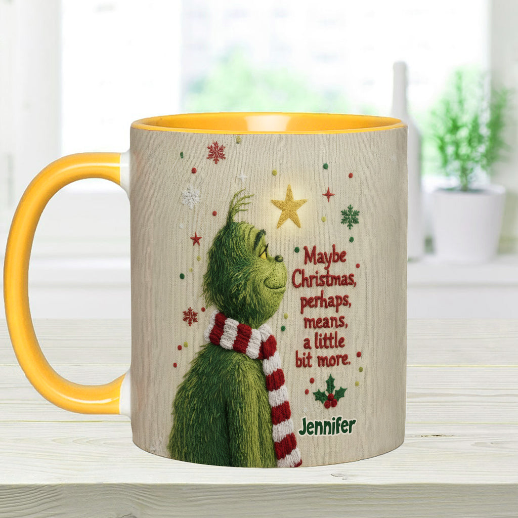 Personalized Christmas Accent Mug with Grinch Design Gift for Mom Accent Mug GradoCreations