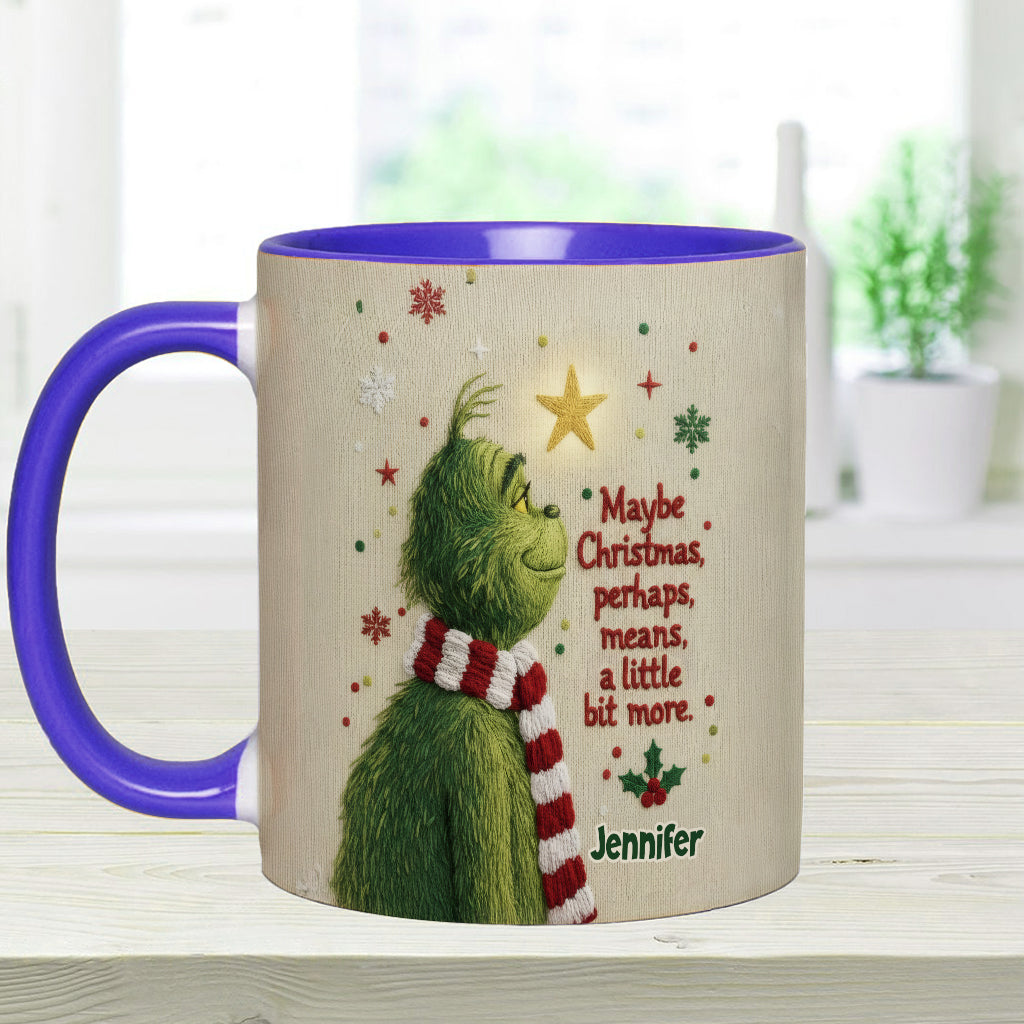 Personalized Christmas Accent Mug with Grinch Design Gift for Mom Accent Mug GradoCreations