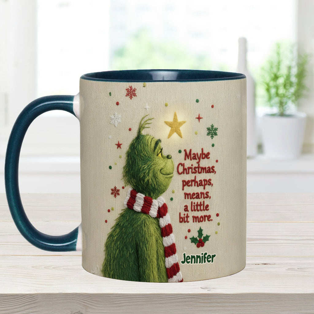 Personalized Christmas Accent Mug with Grinch Design Gift for Mom Accent Mug GradoCreations
