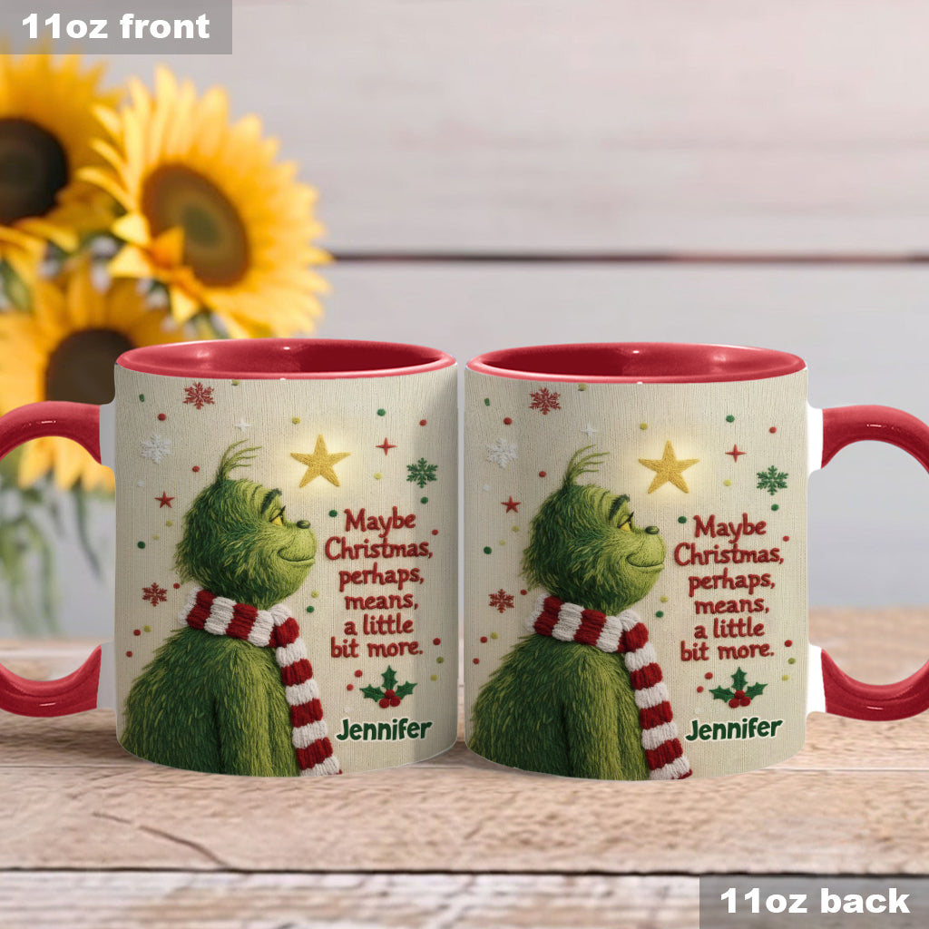 Personalized Christmas Accent Mug with Grinch Design Gift for Mom Accent Mug GradoCreations
