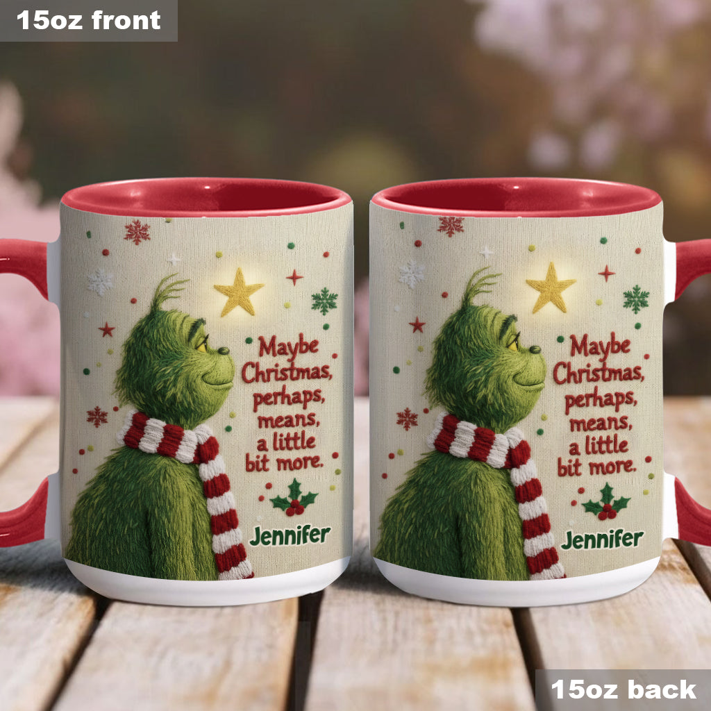 Personalized Christmas Accent Mug with Grinch Design Gift for Mom Accent Mug GradoCreations