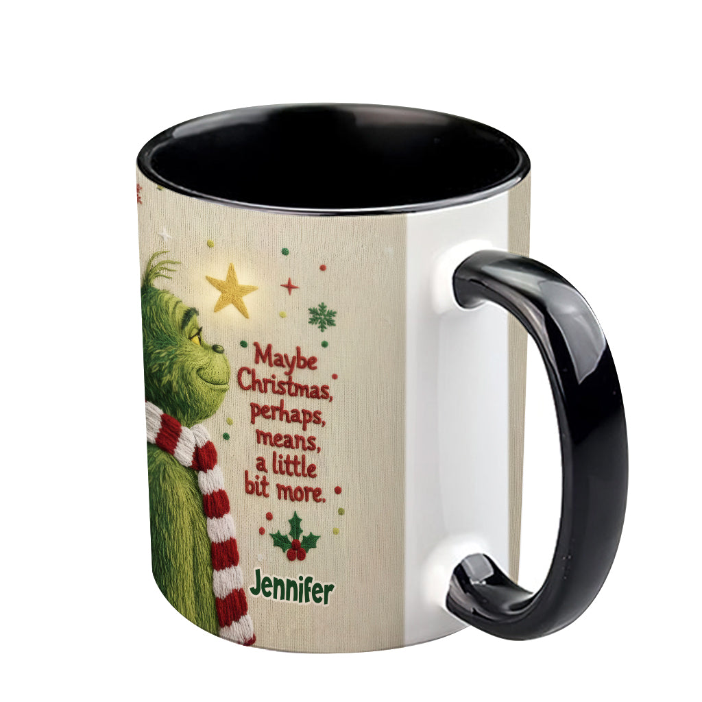 Personalized Christmas Accent Mug with Grinch Design Gift for Mom Accent Mug GradoCreations