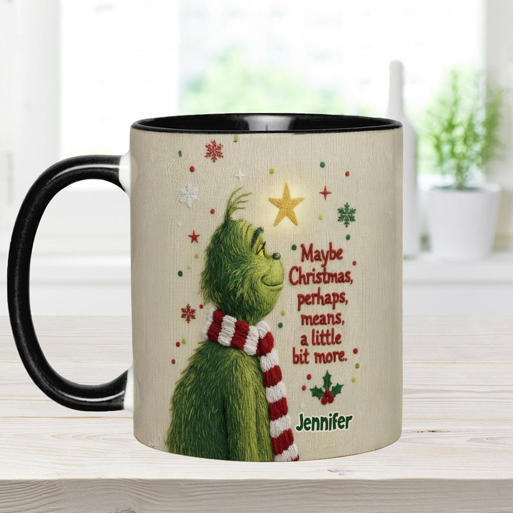 Personalized Christmas Accent Mug with Grinch Design Gift for Mom Accent Mug GradoCreations