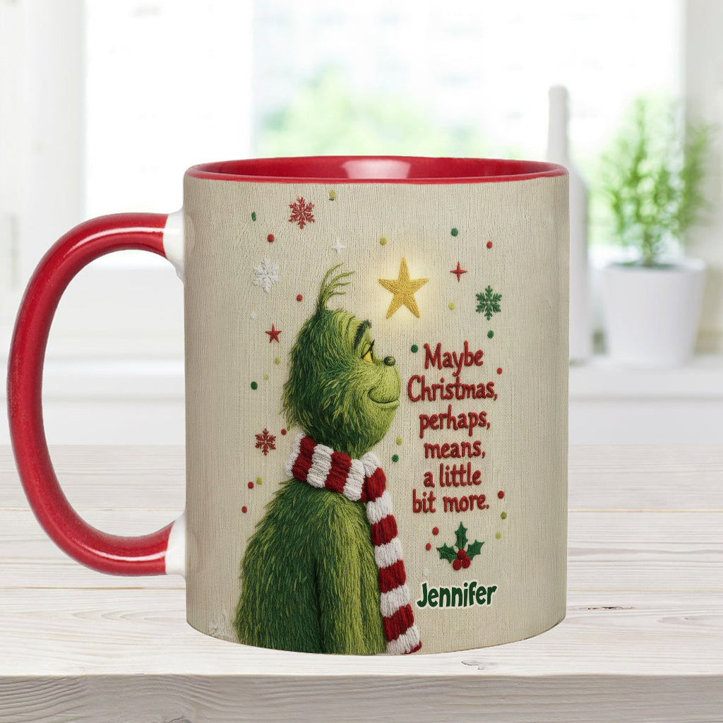 Personalized Christmas Accent Mug with Grinch Design Gift for Mom Accent Mug GradoCreations