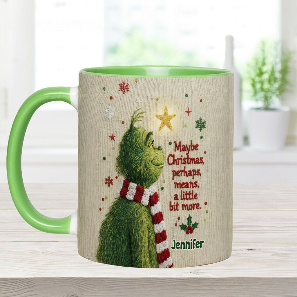 Personalized Christmas Accent Mug with Grinch Design Gift for Mom Accent Mug GradoCreations