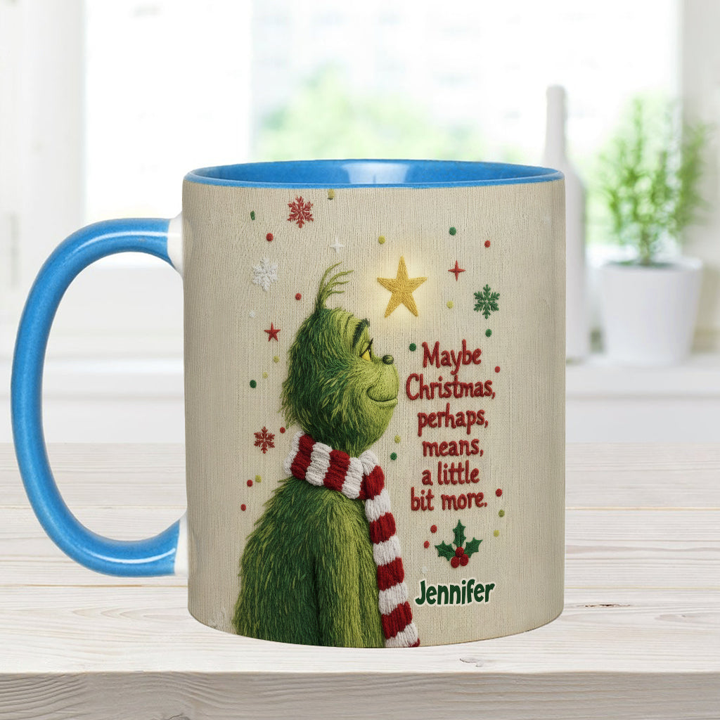 Personalized Christmas Accent Mug with Grinch Design Gift for Mom Accent Mug GradoCreations