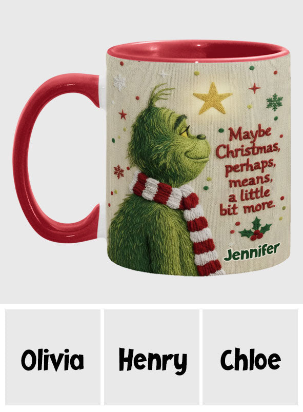 Personalized Christmas Accent Mug with Grinch Design Gift for Mom Accent Mug GradoCreations