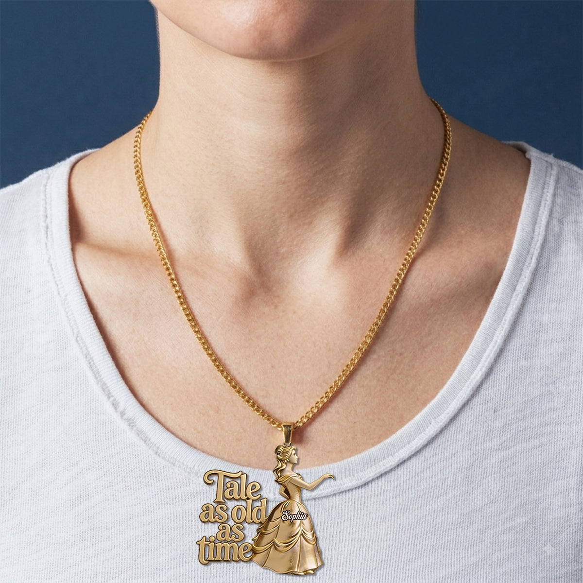 Personalized Beauty and the Beast Shaped Pendant Necklace Gift Shaped Metal Pendant Necklace GradoCreations