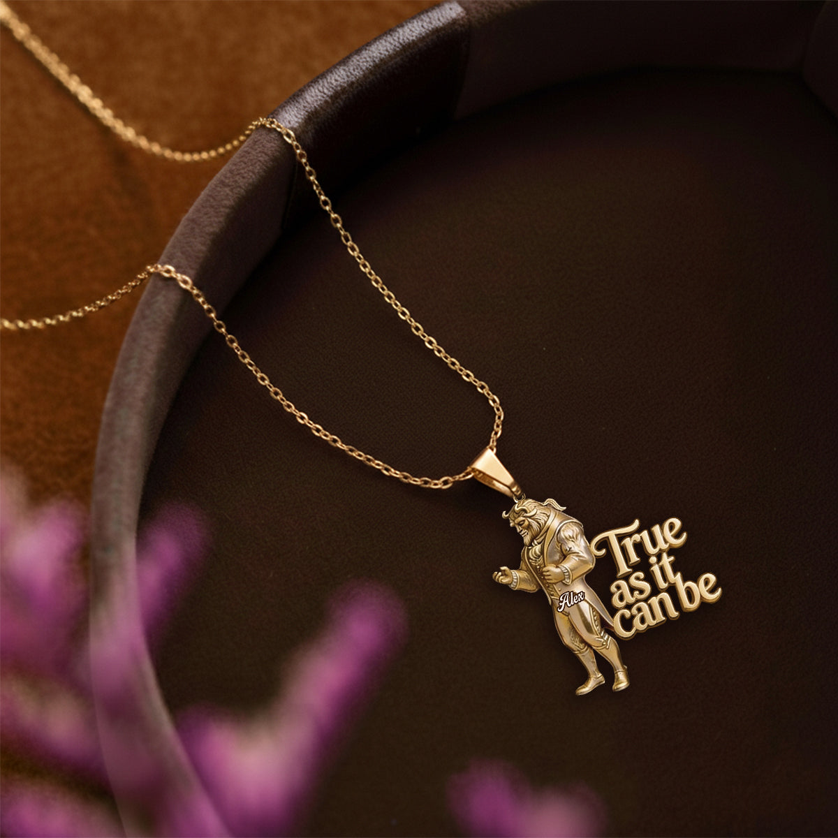 Personalized Beauty and the Beast Shaped Pendant Necklace Gift Shaped Metal Pendant Necklace GradoCreations