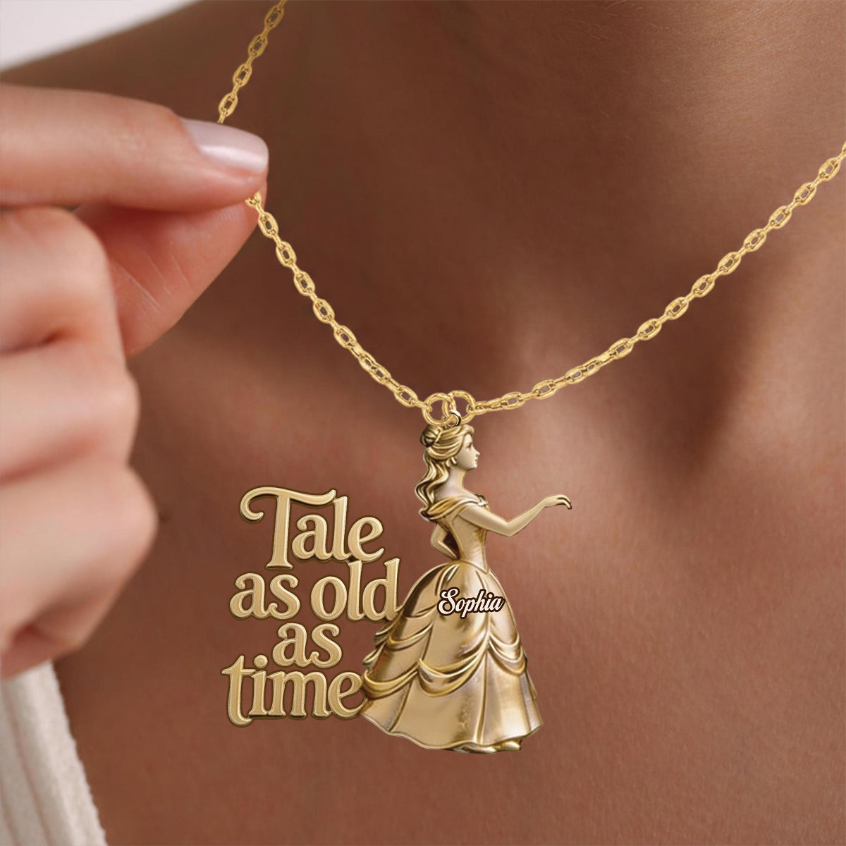 Personalized Beauty and the Beast Shaped Pendant Necklace Gift Shaped Metal Pendant Necklace GradoCreations
