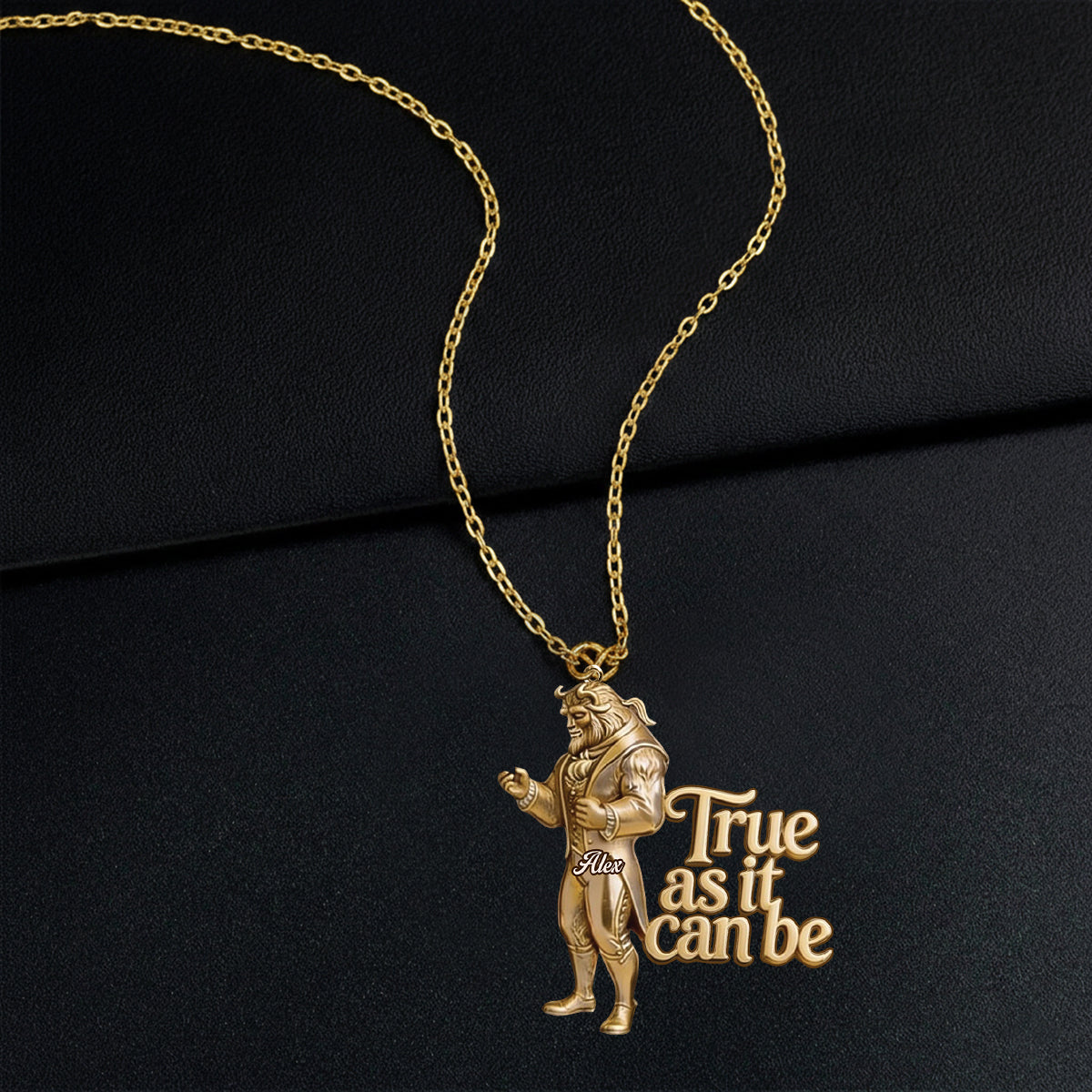 Personalized Beauty and the Beast Shaped Pendant Necklace Gift Shaped Metal Pendant Necklace GradoCreations
