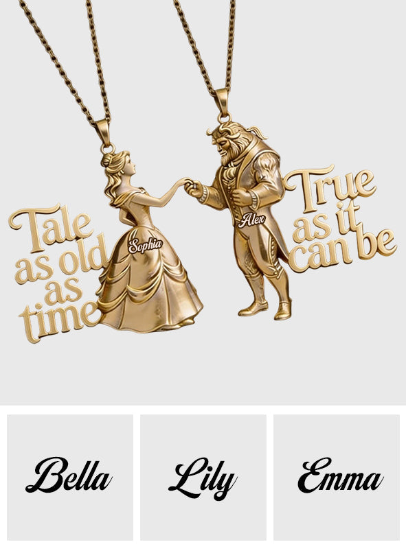 Personalized Beauty and the Beast Shaped Pendant Necklace Gift Shaped Metal Pendant Necklace GradoCreations
