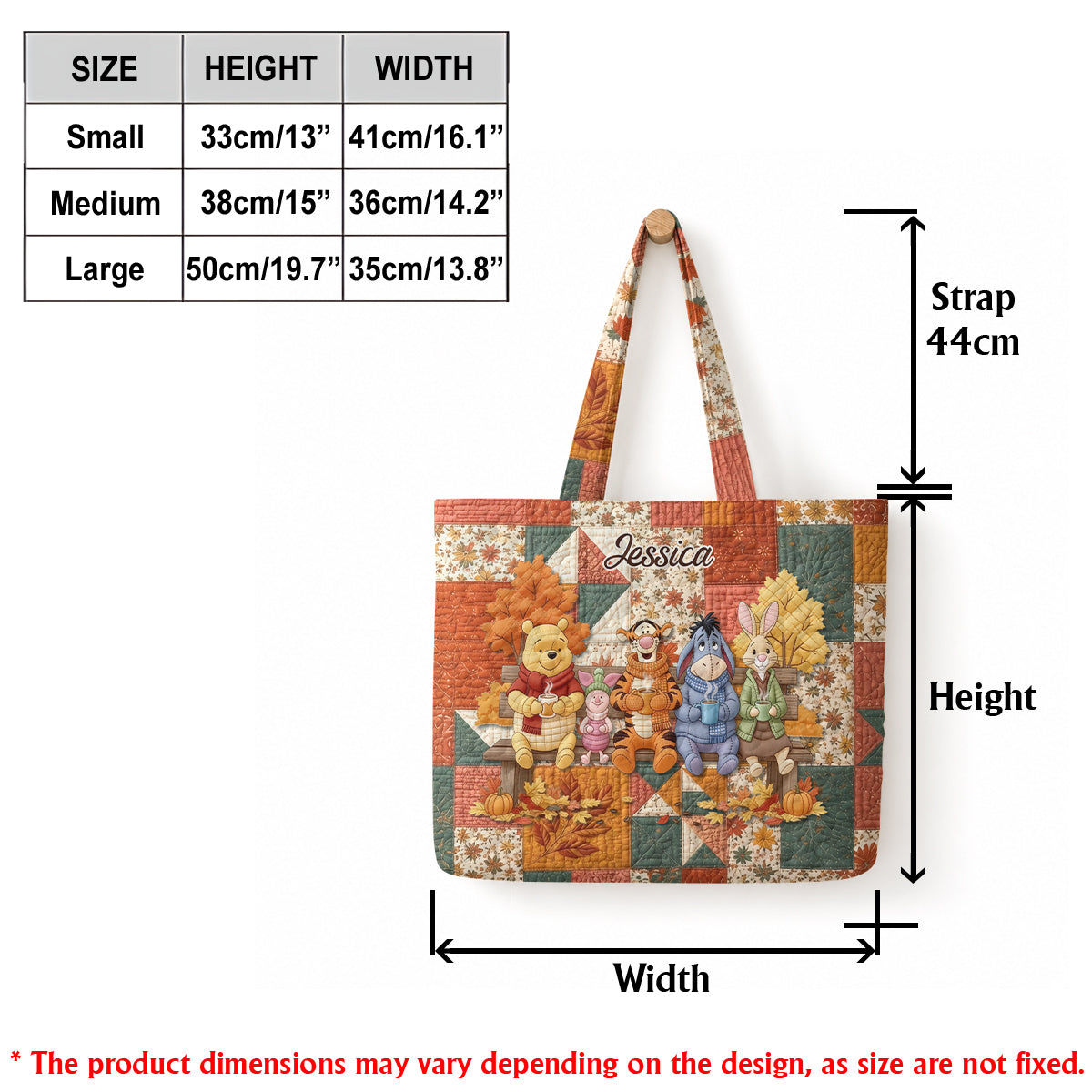 Personalized Autumn Quilted Tote Bag with Custom Name for Her Quilted Tote Bag GradoCreations