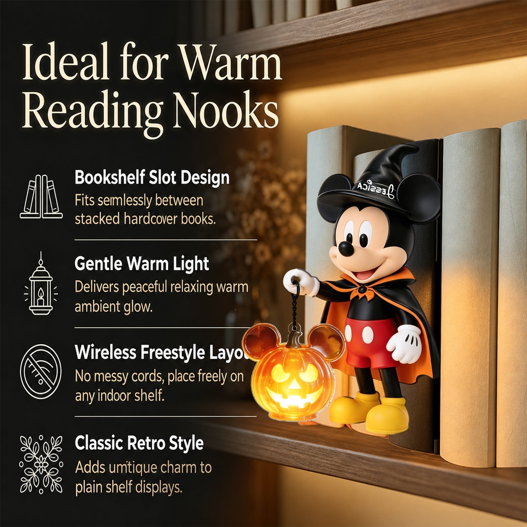 Personalized 3D Bookshelf Lamp Custom Mouse Design Gift Bookshelf Lamp GradoCreations