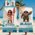 Personalized Moana and Maui Beach Towel Custom Name Gift Beach Towel GradoCreations