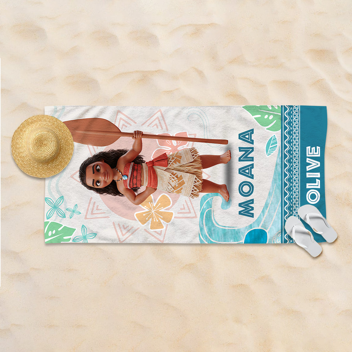 Personalized Moana and Maui Beach Towel Custom Name Gift Beach Towel GradoCreations