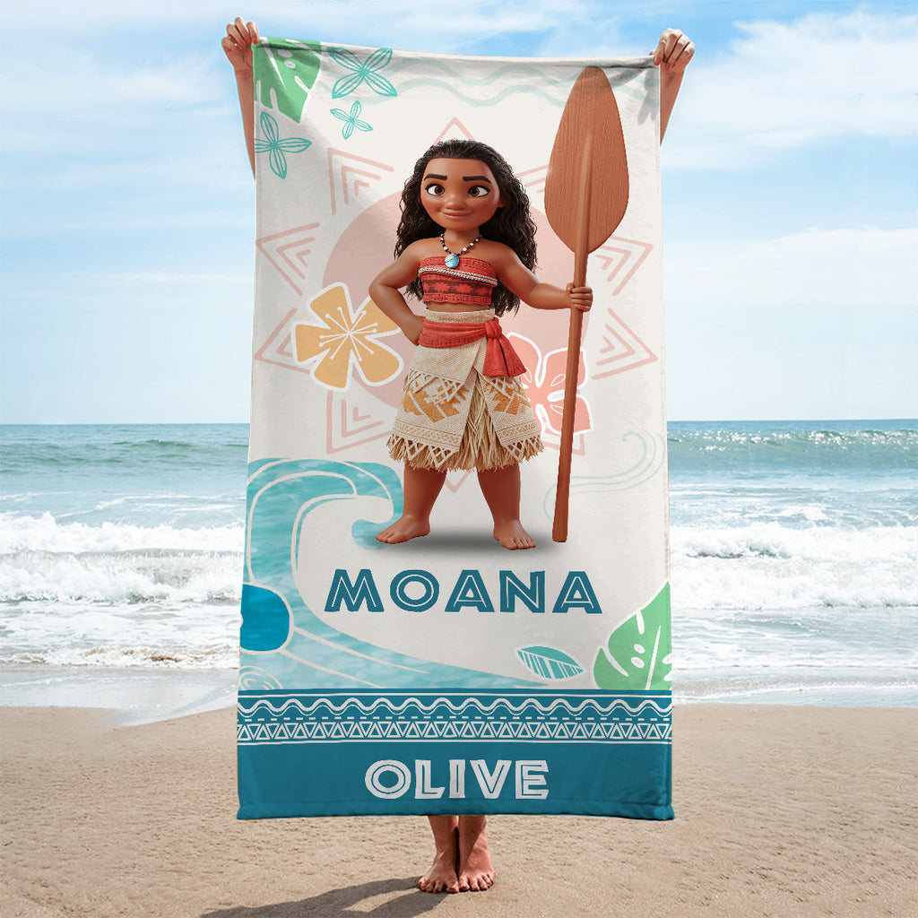 Personalized Moana and Maui Beach Towel Custom Name Gift Beach Towel GradoCreations