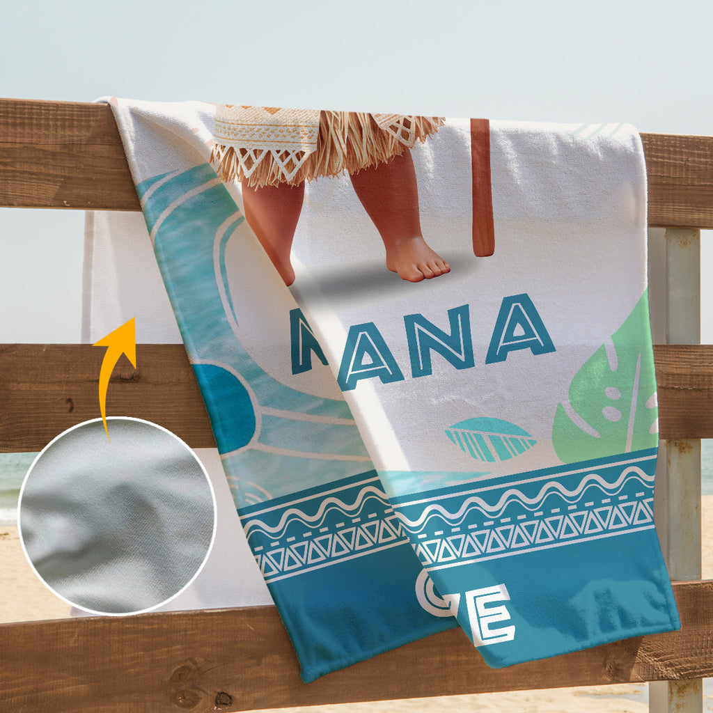 Personalized Moana and Maui Beach Towel Custom Name Gift Beach Towel GradoCreations