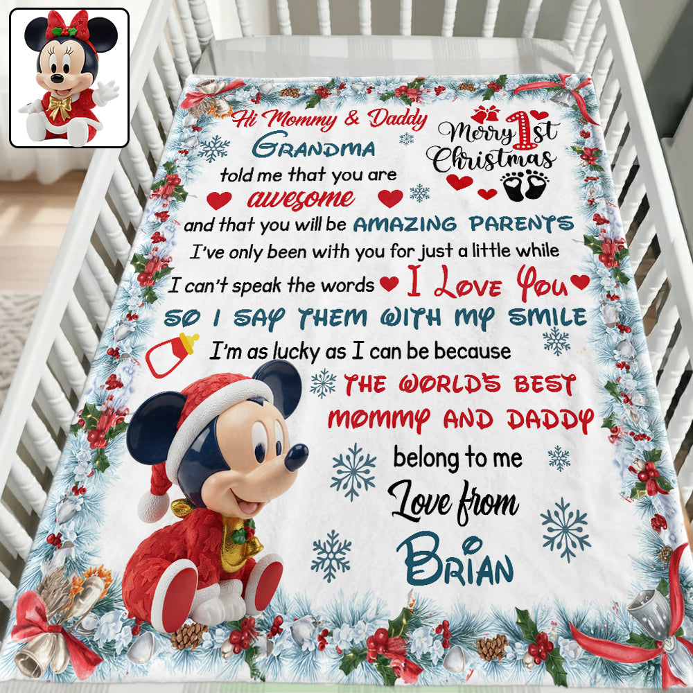 Personalized Children's Mouse Blanket Christmas Gift for Mom and Dad Blanket GradoCreations