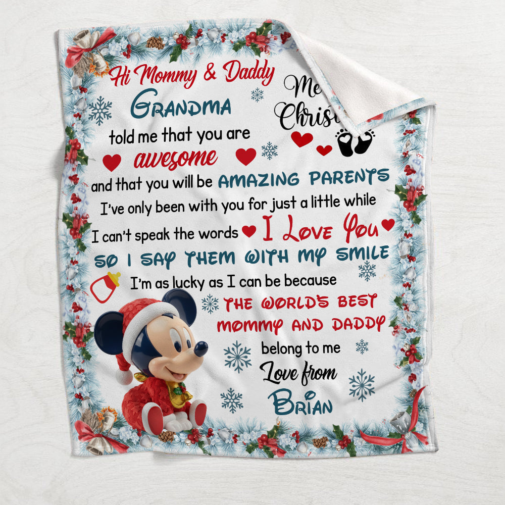 Personalized Children's Mouse Blanket Christmas Gift for Mom and Dad Blanket GradoCreations