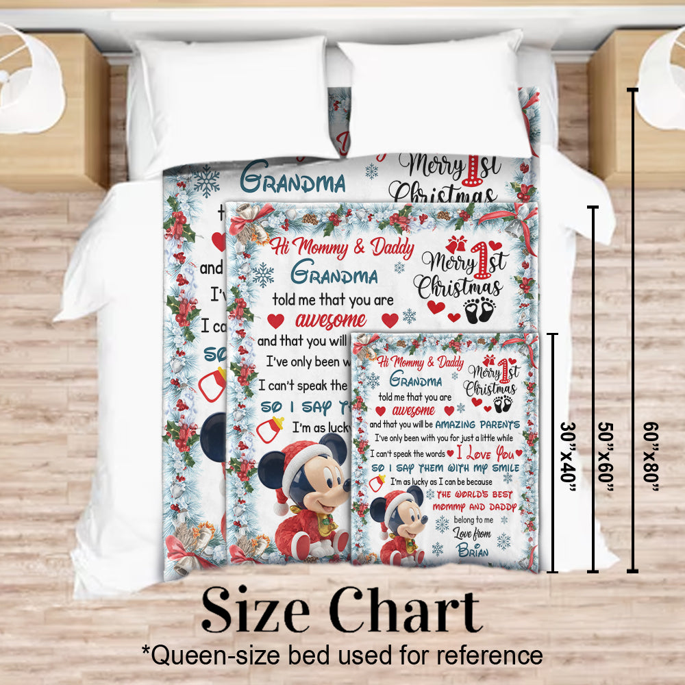 Personalized Children's Mouse Blanket Christmas Gift for Mom and Dad Blanket GradoCreations