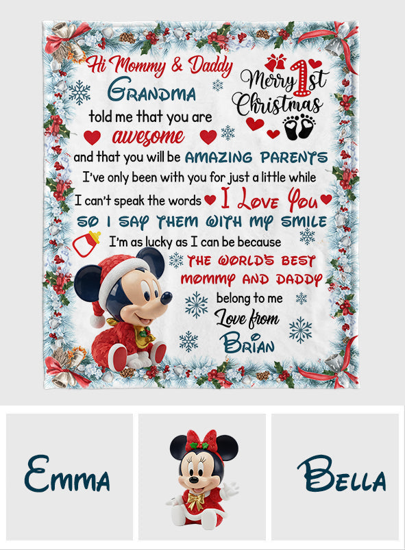 Personalized Children's Mouse Blanket Christmas Gift for Mom and Dad Blanket GradoCreations