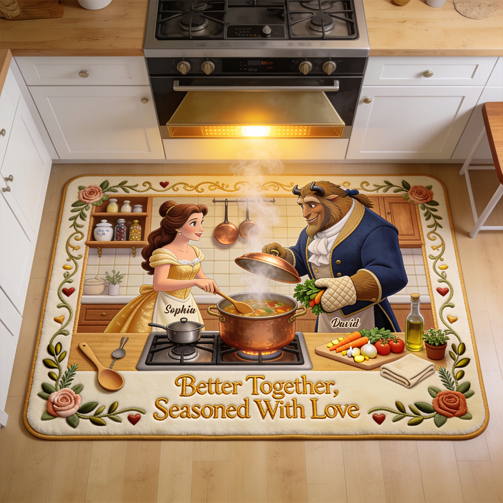 Personalized Beauty and the Beast Non-Slip Tufted Rug for Kitchen/Bathroom Non-Slip Tufted Rug GradoCreations