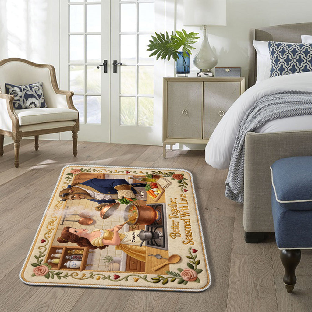 Personalized Beauty and the Beast Non-Slip Tufted Rug for Kitchen/Bathroom Non-Slip Tufted Rug GradoCreations