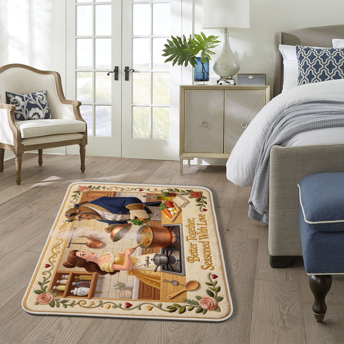 Personalized Beauty and the Beast Non-Slip Tufted Rug for Kitchen/Bathroom Non-Slip Tufted Rug GradoCreations