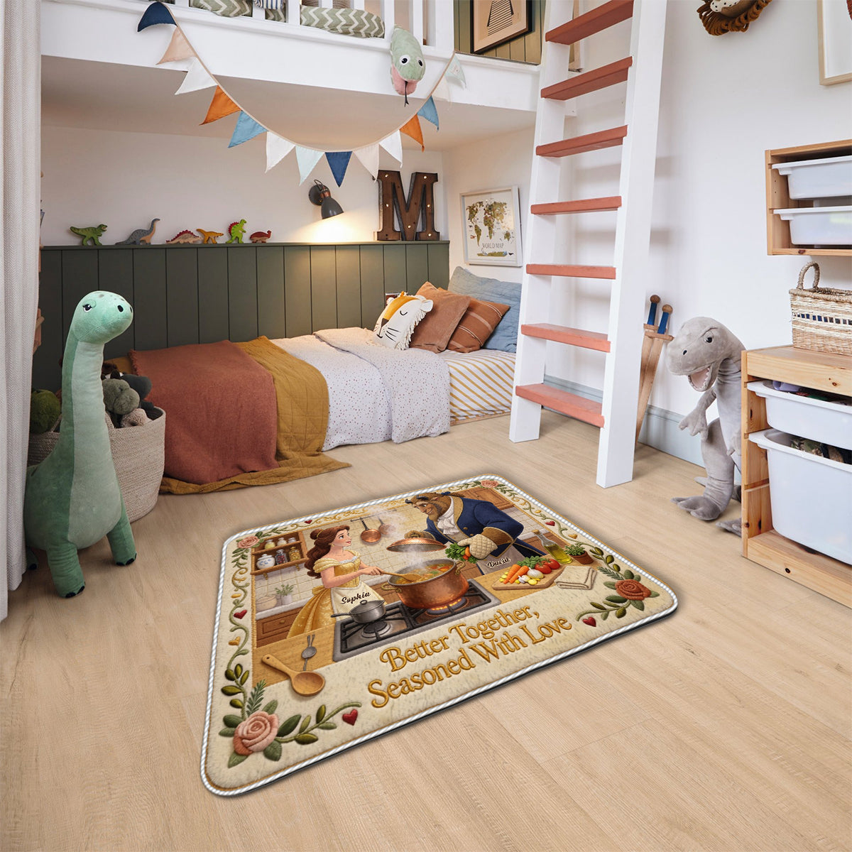 Personalized Beauty and the Beast Non-Slip Tufted Rug for Kitchen/Bathroom Non-Slip Tufted Rug GradoCreations
