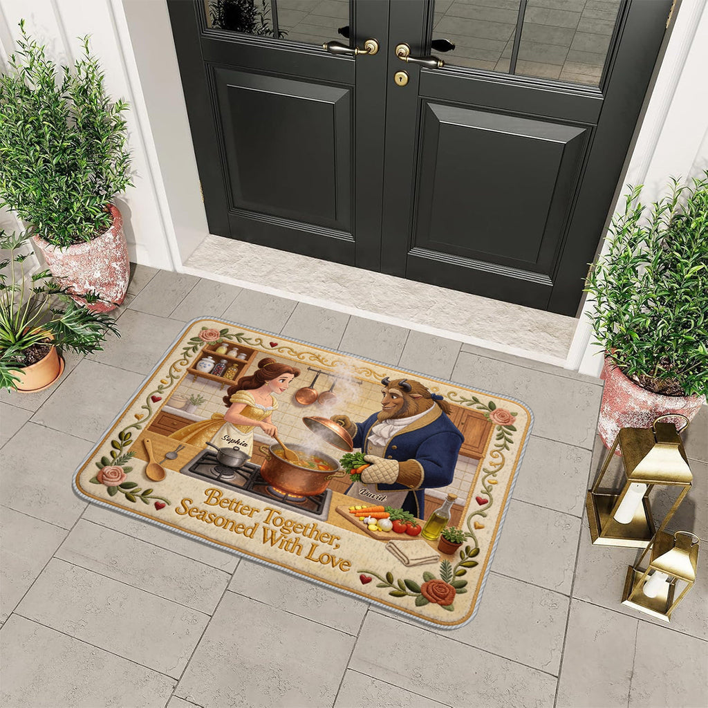 Personalized Beauty and the Beast Non-Slip Tufted Rug for Kitchen/Bathroom Non-Slip Tufted Rug GradoCreations