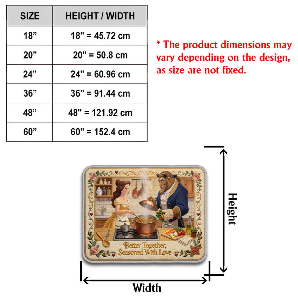 Personalized Beauty and the Beast Non-Slip Tufted Rug for Kitchen/Bathroom Non-Slip Tufted Rug GradoCreations