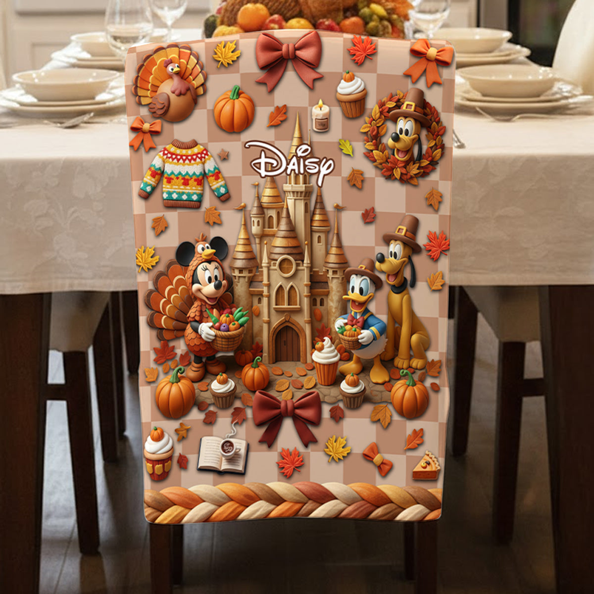 Personalized Holiday Chair Cover Set with Vibrant Design Chair Cover Set GradoCreations
