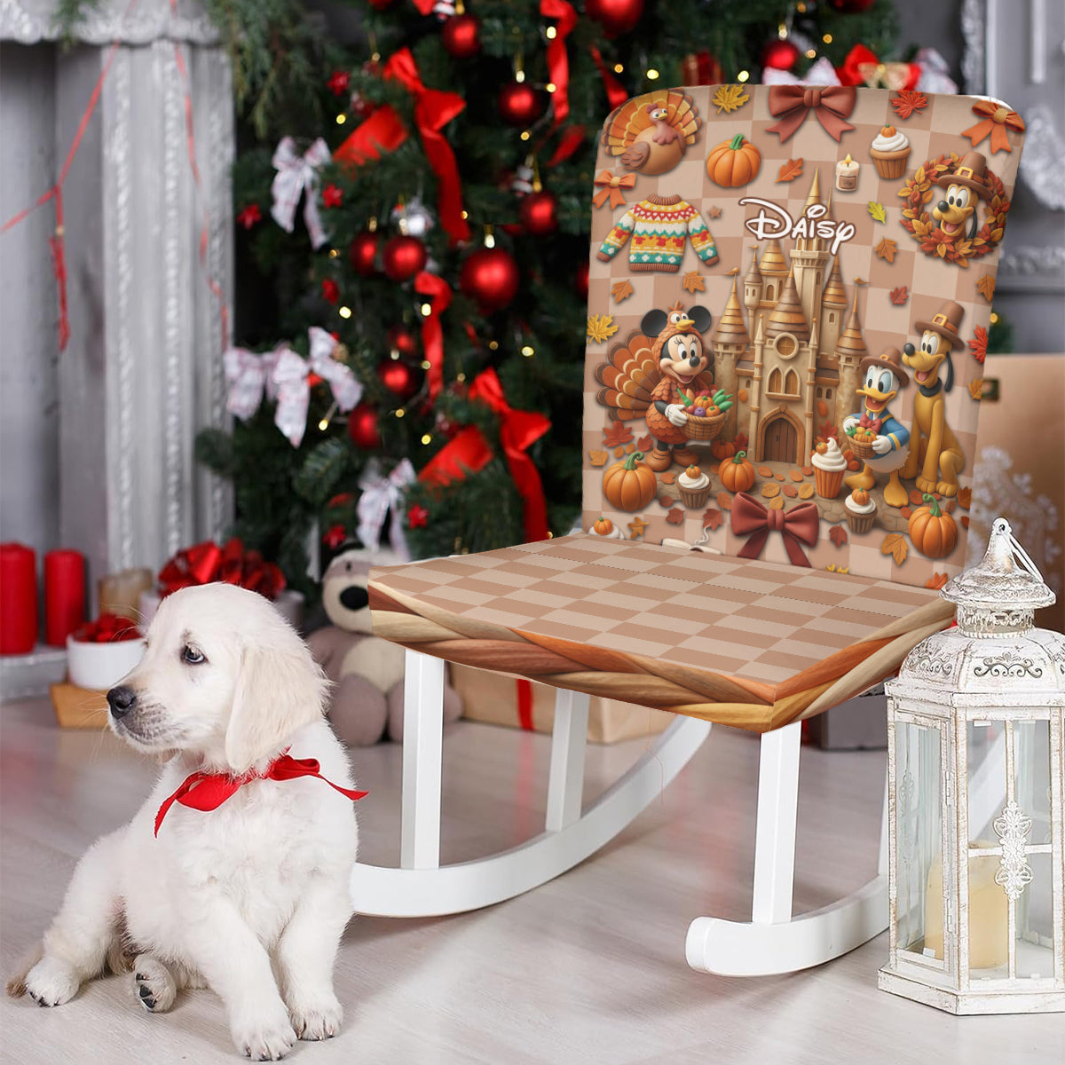 Personalized Holiday Chair Cover Set with Vibrant Design Chair Cover Set GradoCreations